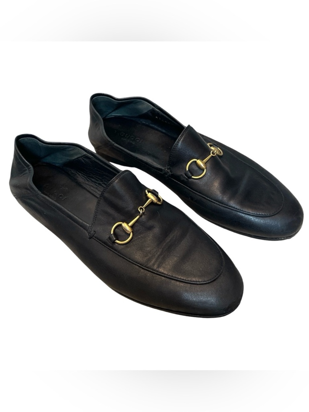 GUCCI Brixton Black Leather Horsebit Convertible Loafers Mules Clogs Slides 38.5